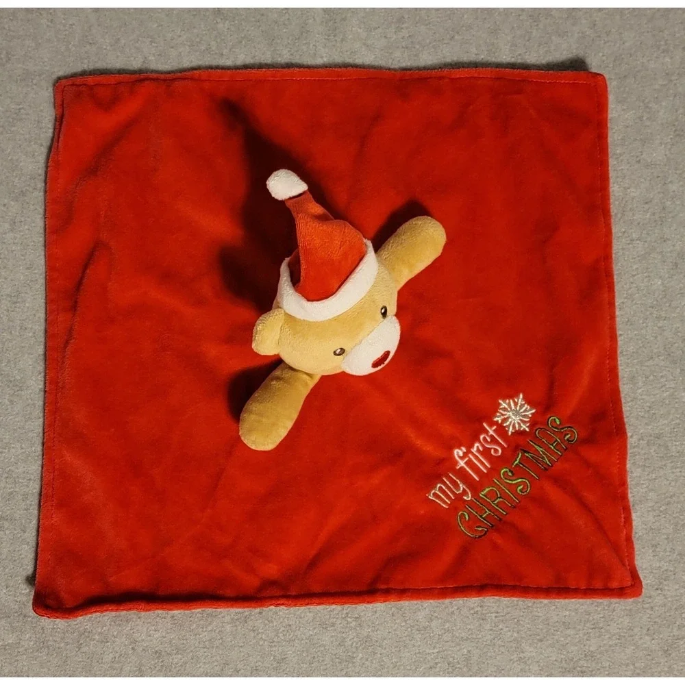 Baby Starters My First Christmas Lovey Bear Santa Red Security Blanket Rattle